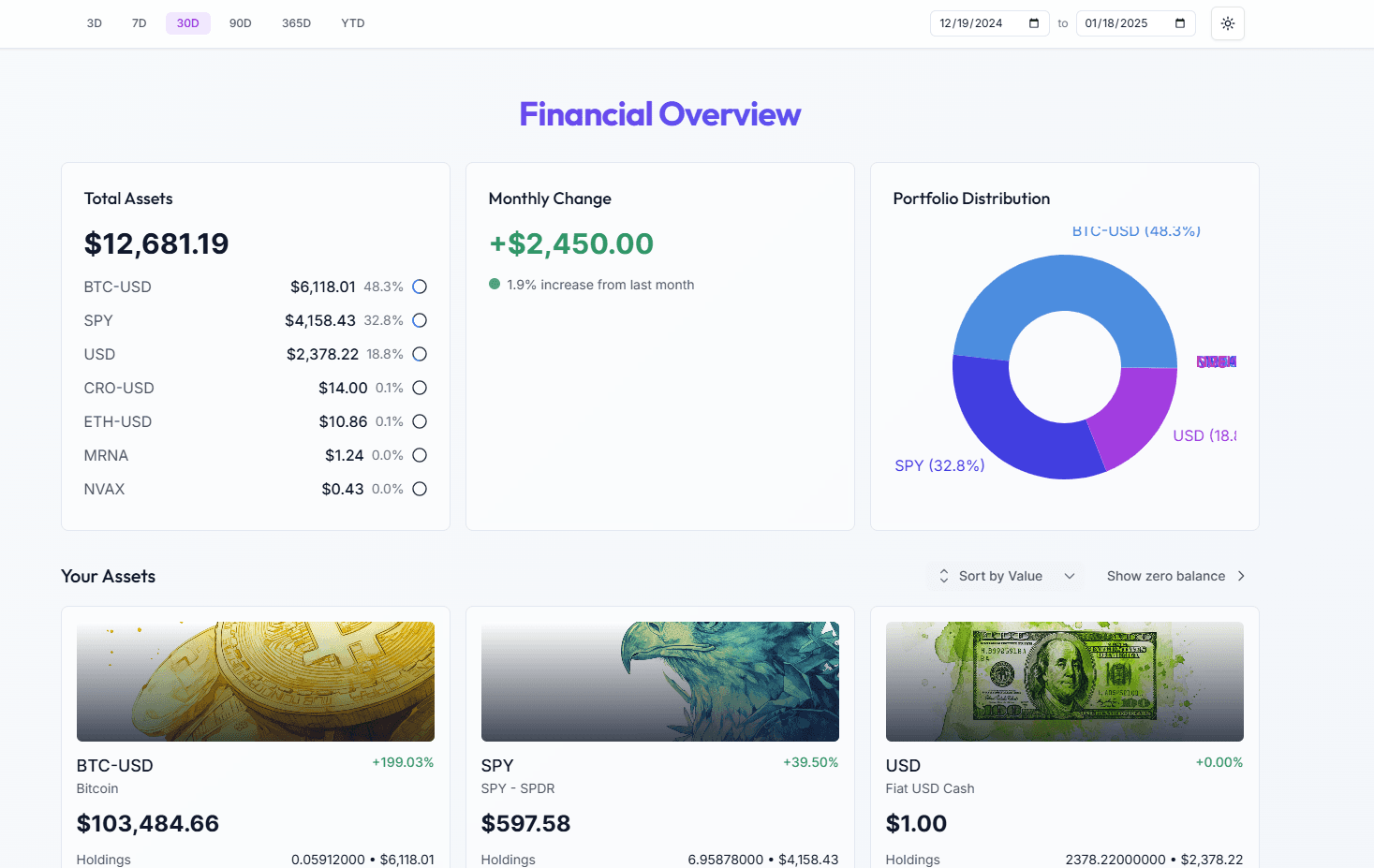 Financial dashboard preview